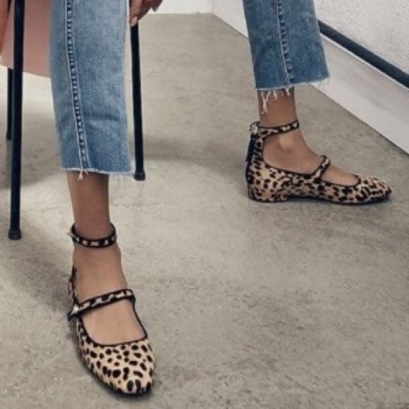 J. Crew Shoes - J. Crew Calf Hair Cheetah Ankle Strap Ballet Flats
